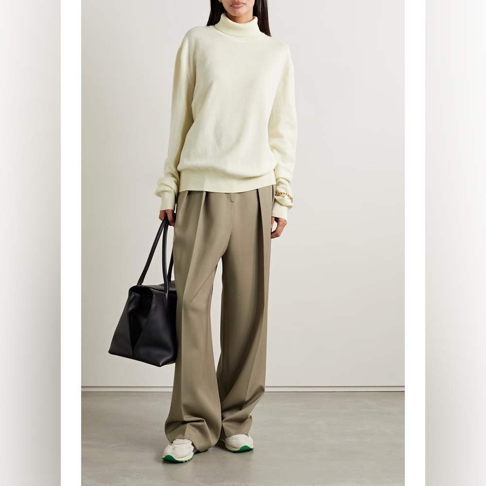 The Row Marcellita Pleated Wool-Twill Wide Leg Pants